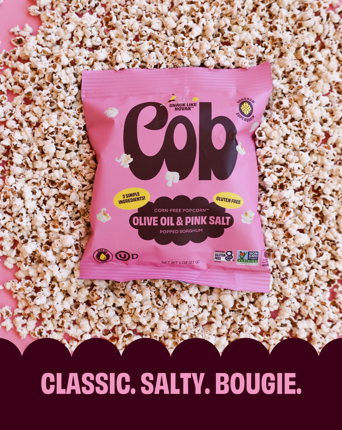 Cob | Olive Oil Pink Salt Popped Sorghum