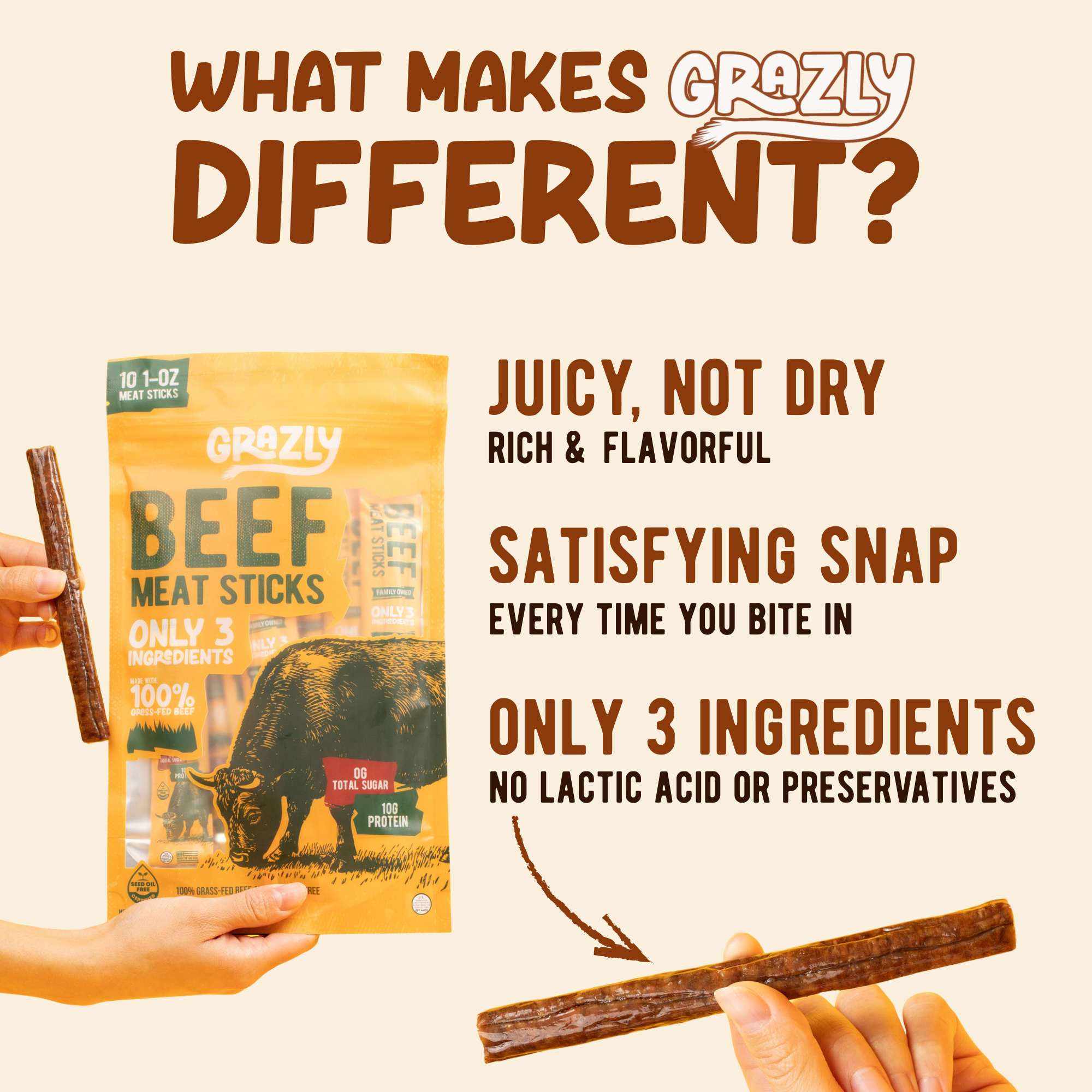 Grazly | Plain Beef Meat Sticks