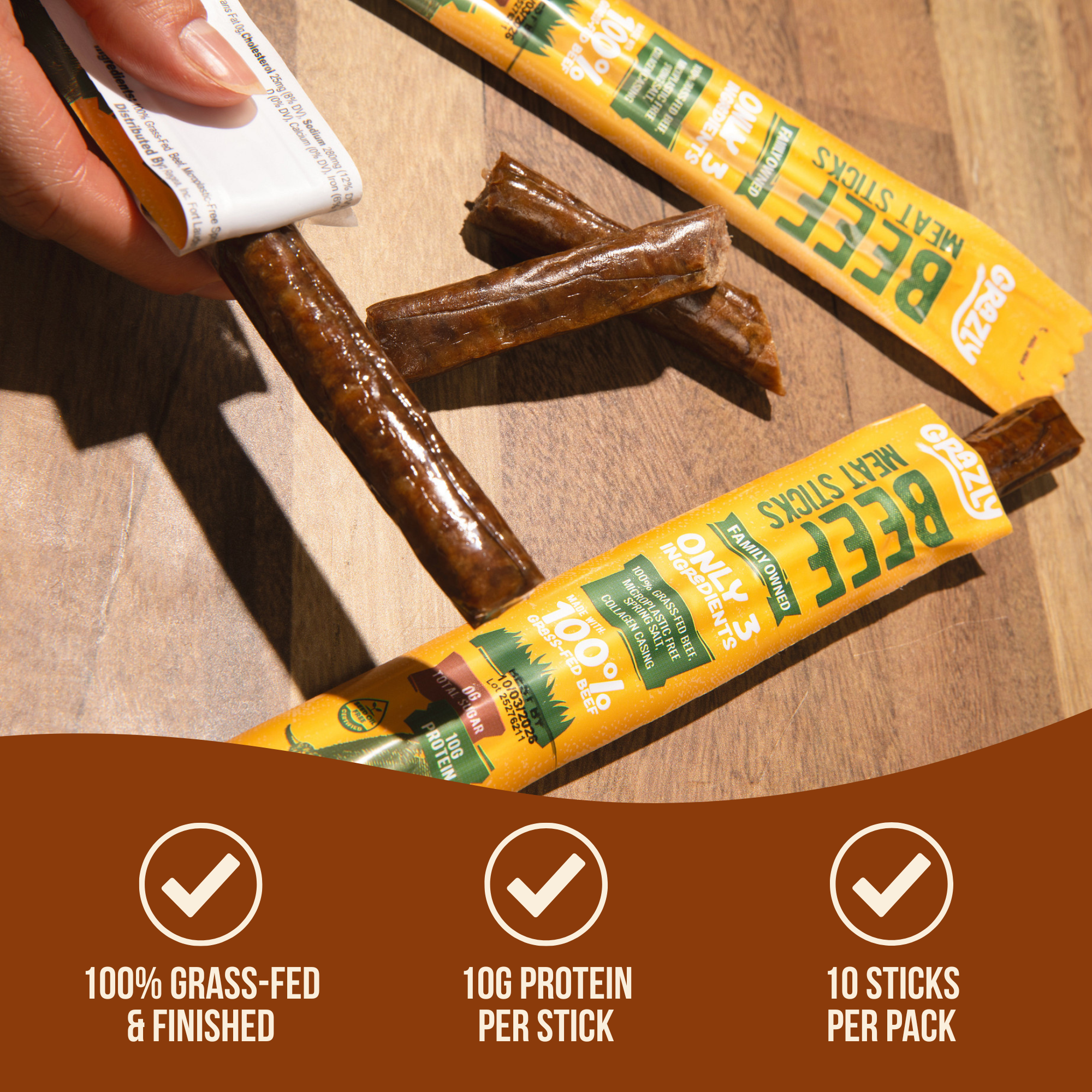 Grazly | Plain Beef Meat Sticks