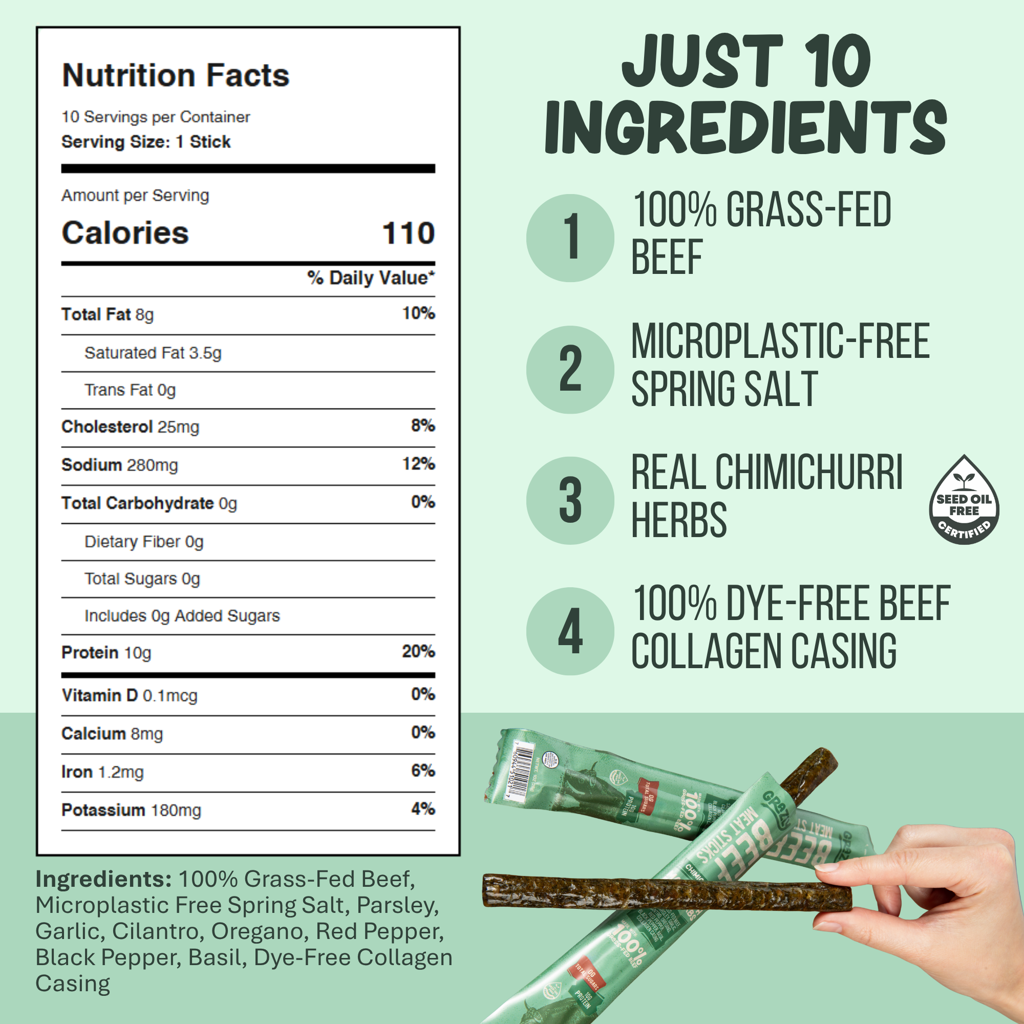 Grazly | Chimichurri Beef Meat Sticks