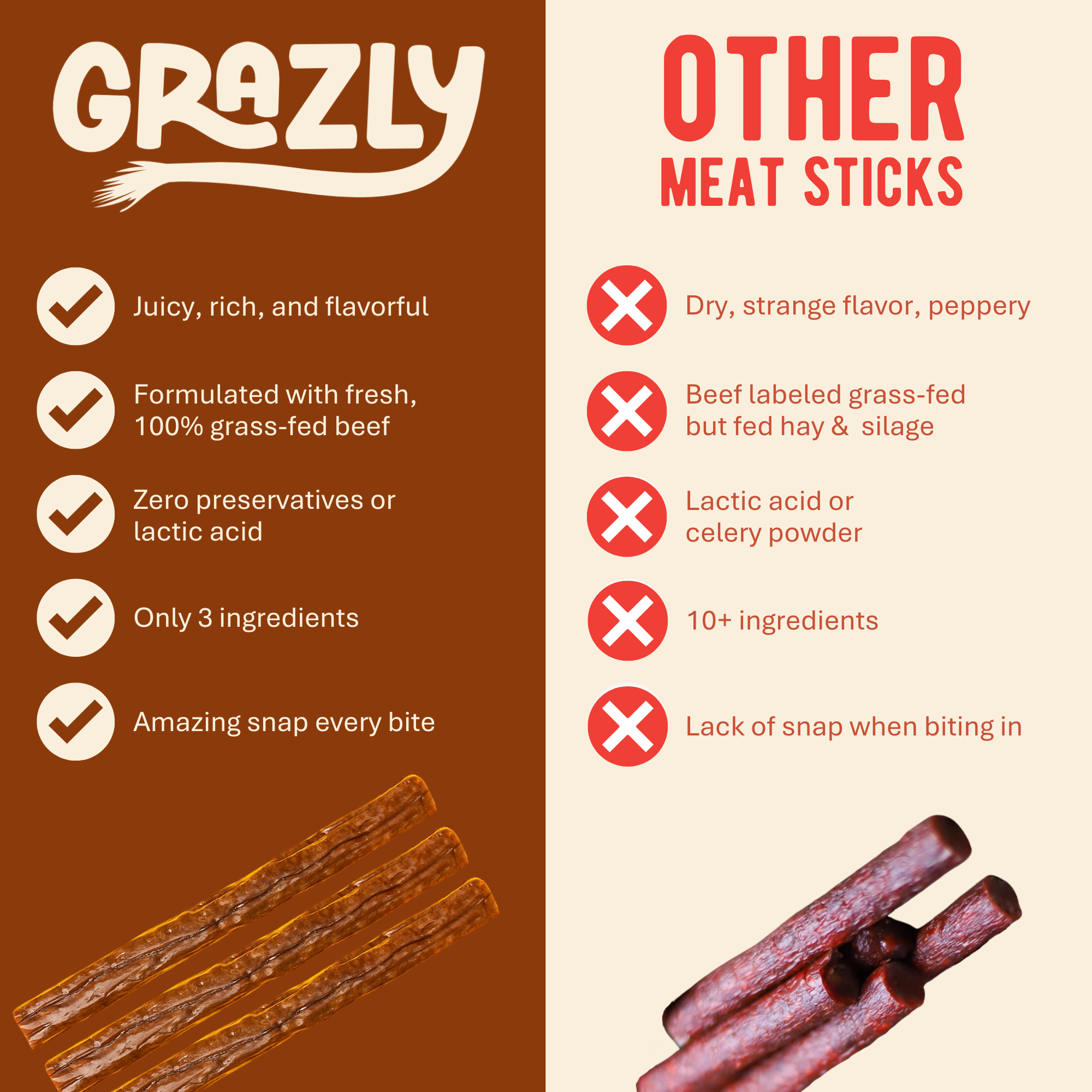 Grazly | Plain Beef Meat Sticks