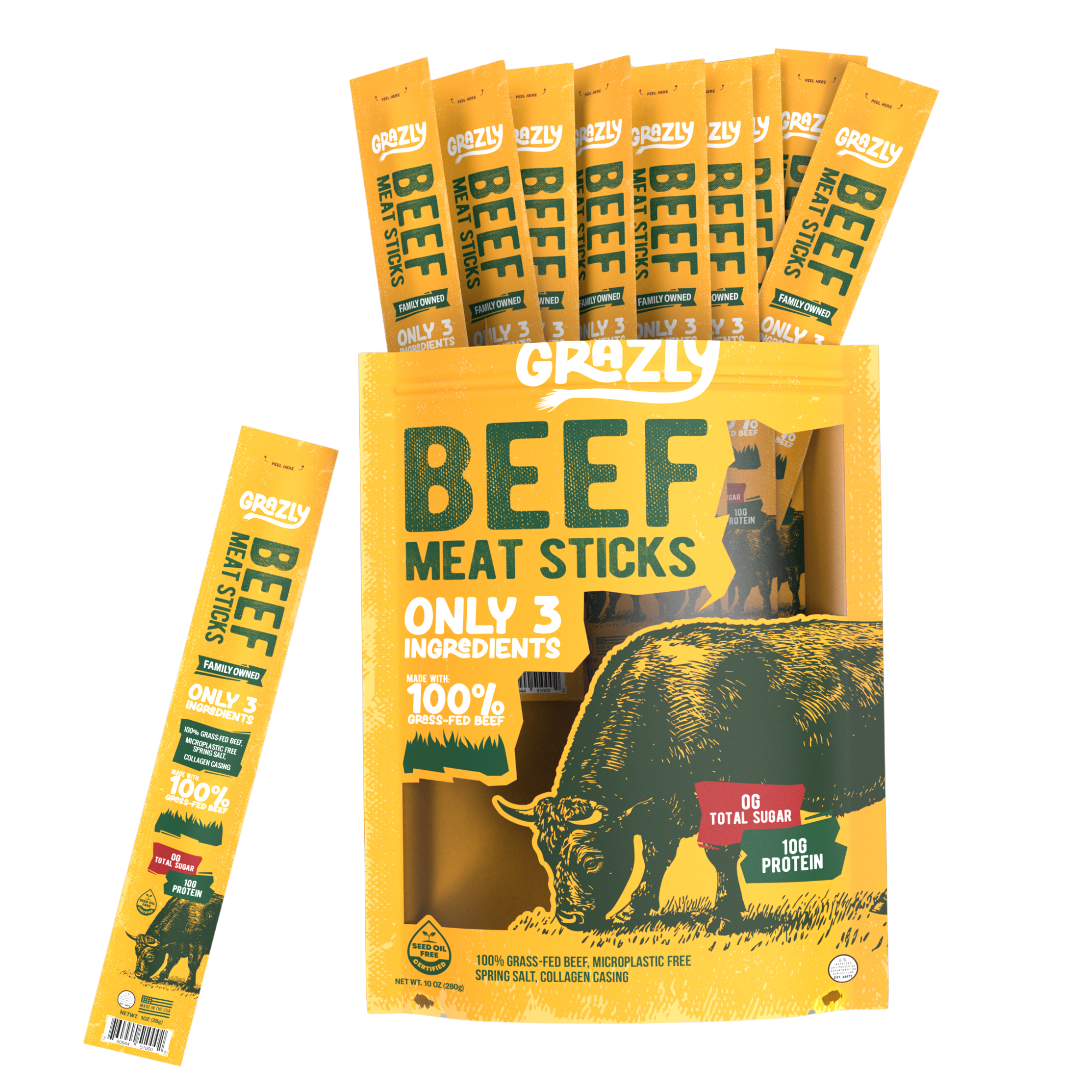 Grazly | Plain Beef Meat Sticks