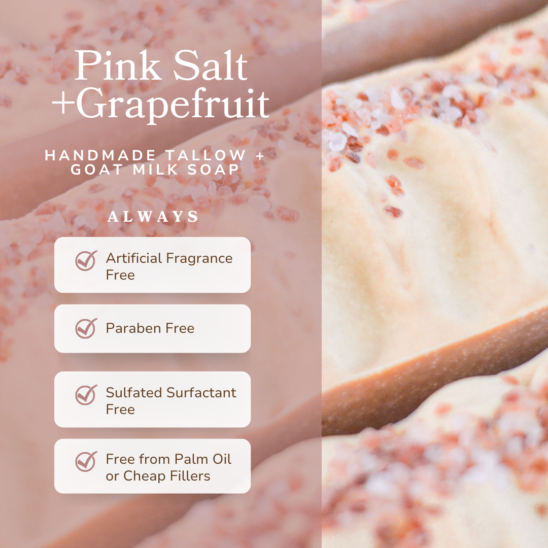 Pretty Farm Girl | Pink Salt + Grapefruit Handmade Tallow & Goat Milk Soap Bar