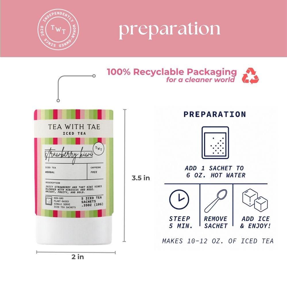 Tea with Tae | Strawberry Kiwi Iced Mini Tea Tube (5 iced sachets)